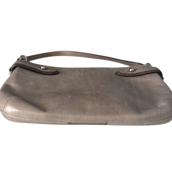 Coach Gray Signature C Logo Leather Wristlet Handbag - Picture 5 of 14